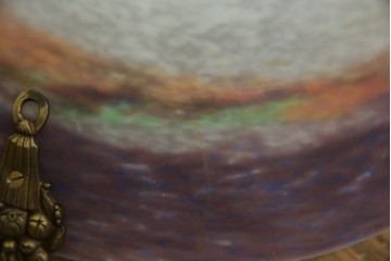 フランスアンティーク　アールヌーヴォー　アール・デコ期　ミューラー兄弟(Muller Freres Luneville)　優美な色彩でヨーロッパ的な品格と温もりを感じる吊り下げ照明　(R-083019)