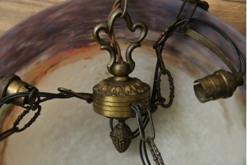 フランスアンティーク　アールヌーヴォー　アール・デコ期　ミューラー兄弟(Muller Freres Luneville)　優美な色彩でヨーロッパ的な品格と温もりを感じる吊り下げ照明　(R-083019)