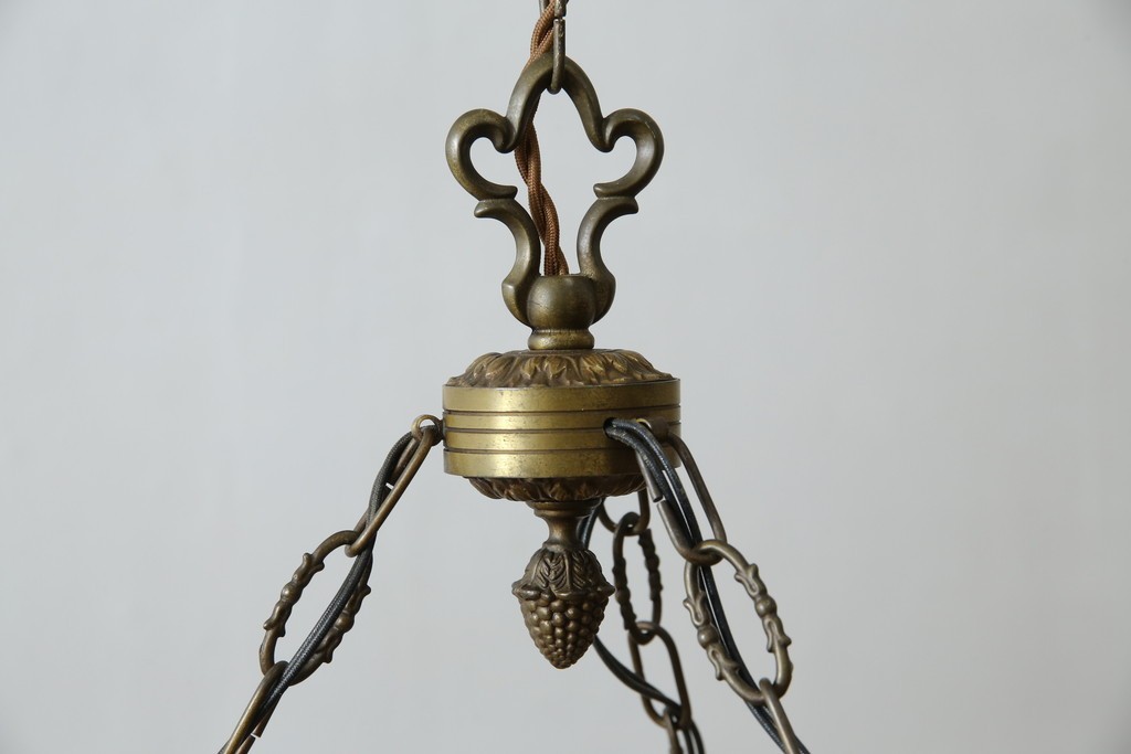 フランスアンティーク　アールヌーヴォー　アール・デコ期　ミューラー兄弟(Muller Freres Luneville)　優美な色彩でヨーロッパ的な品格と温もりを感じる吊り下げ照明　(R-083019)