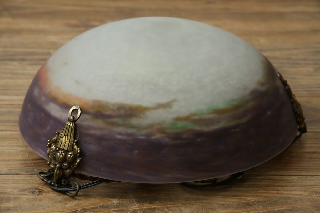 フランスアンティーク　アールヌーヴォー　アール・デコ期　ミューラー兄弟(Muller Freres Luneville)　優美な色彩でヨーロッパ的な品格と温もりを感じる吊り下げ照明　(R-083019)