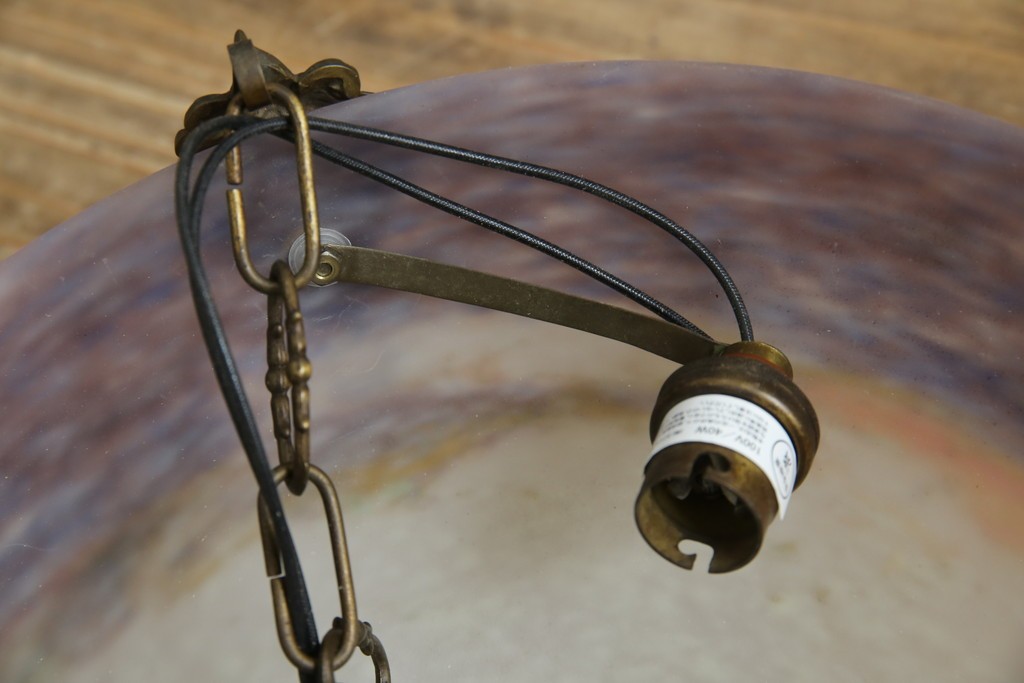 フランスアンティーク　アールヌーヴォー　アール・デコ期　ミューラー兄弟(Muller Freres Luneville)　優美な色彩でヨーロッパ的な品格と温もりを感じる吊り下げ照明　(R-083019)