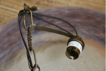 フランスアンティーク　アールヌーヴォー　アール・デコ期　ミューラー兄弟(Muller Freres Luneville)　優美な色彩でヨーロッパ的な品格と温もりを感じる吊り下げ照明　(R-083019)