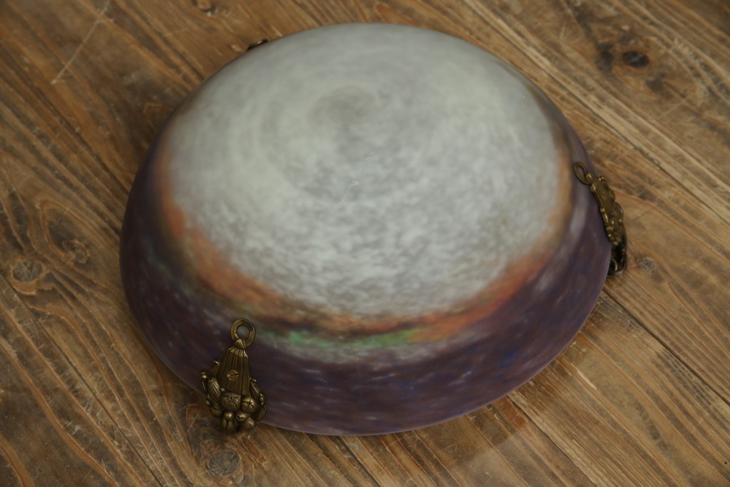 フランスアンティーク　アールヌーヴォー　アール・デコ期　ミューラー兄弟(Muller Freres Luneville)　優美な色彩でヨーロッパ的な品格と温もりを感じる吊り下げ照明　(R-083019)