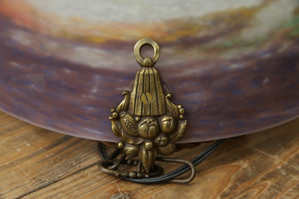 フランスアンティーク　アールヌーヴォー　アール・デコ期　ミューラー兄弟(Muller Freres Luneville)　優美な色彩でヨーロッパ的な品格と温もりを感じる吊り下げ照明　(R-083019)