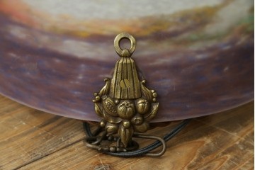 フランスアンティーク　アールヌーヴォー　アール・デコ期　ミューラー兄弟(Muller Freres Luneville)　優美な色彩でヨーロッパ的な品格と温もりを感じる吊り下げ照明　(R-083019)