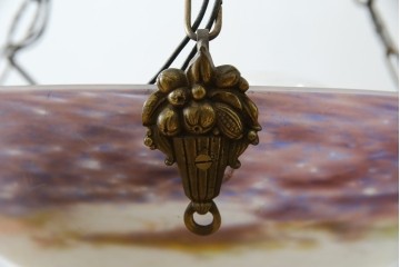 フランスアンティーク　アールヌーヴォー　アール・デコ期　ミューラー兄弟(Muller Freres Luneville)　優美な色彩でヨーロッパ的な品格と温もりを感じる吊り下げ照明　(R-083019)