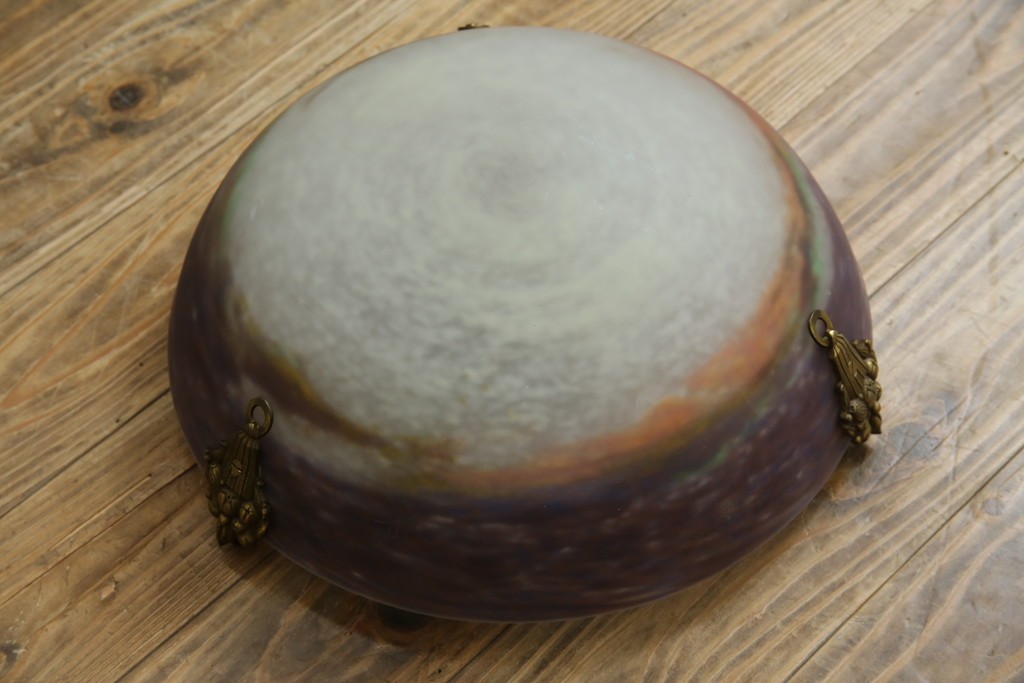 フランスアンティーク　アールヌーヴォー　アール・デコ期　ミューラー兄弟(Muller Freres Luneville)　優美な色彩でヨーロッパ的な品格と温もりを感じる吊り下げ照明　(R-083019)