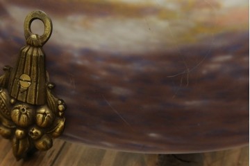 フランスアンティーク　アールヌーヴォー　アール・デコ期　ミューラー兄弟(Muller Freres Luneville)　優美な色彩でヨーロッパ的な品格と温もりを感じる吊り下げ照明　(R-083019)