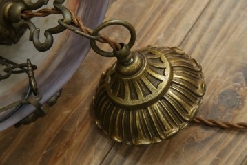 フランスアンティーク　アールヌーヴォー　アール・デコ期　ミューラー兄弟(Muller Freres Luneville)　優美な色彩でヨーロッパ的な品格と温もりを感じる吊り下げ照明　(R-083019)