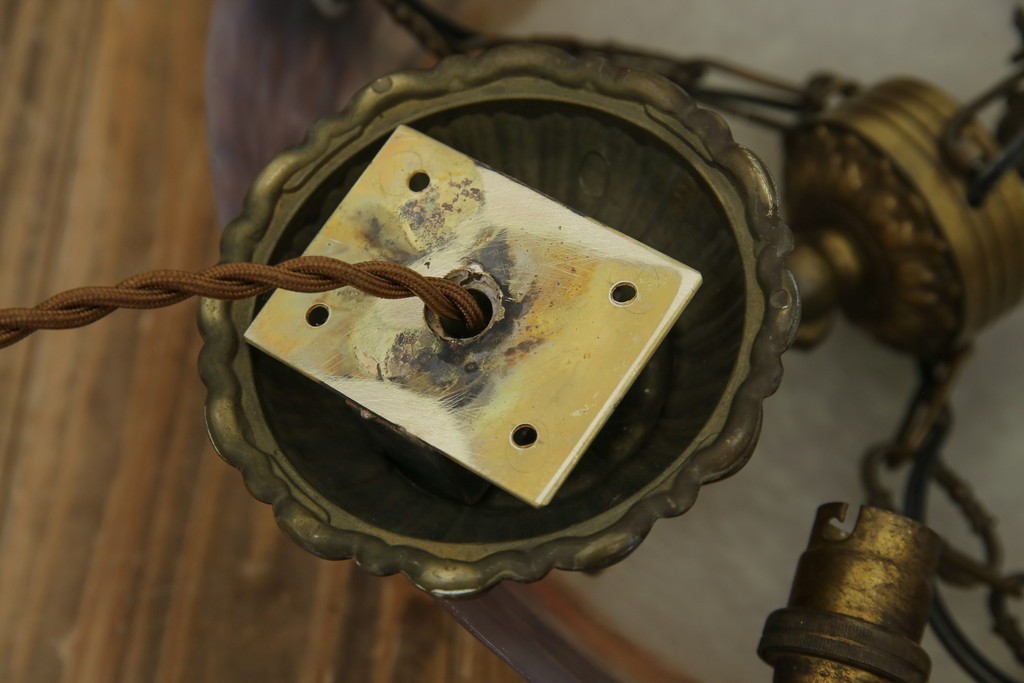 フランスアンティーク　アールヌーヴォー　アール・デコ期　ミューラー兄弟(Muller Freres Luneville)　優美な色彩でヨーロッパ的な品格と温もりを感じる吊り下げ照明　(R-083019)