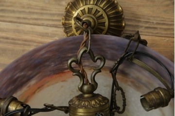 フランスアンティーク　アールヌーヴォー　アール・デコ期　ミューラー兄弟(Muller Freres Luneville)　優美な色彩でヨーロッパ的な品格と温もりを感じる吊り下げ照明　(R-083019)