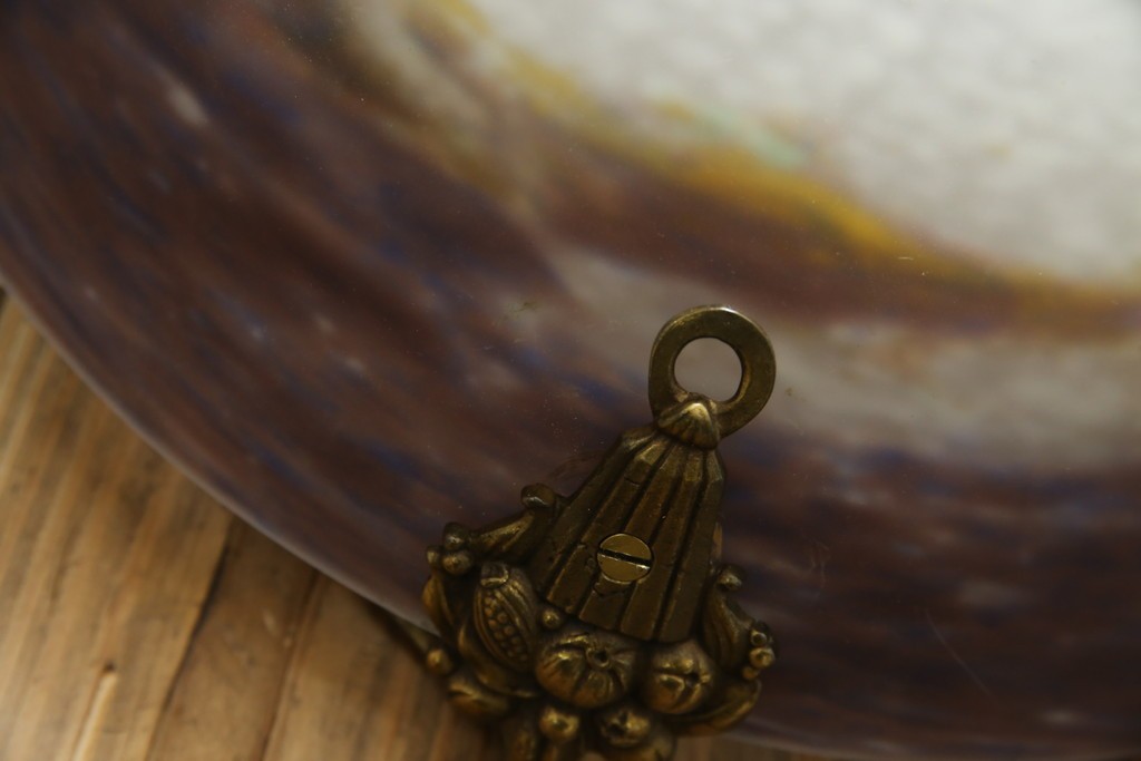 フランスアンティーク　アールヌーヴォー　アール・デコ期　ミューラー兄弟(Muller Freres Luneville)　優美な色彩でヨーロッパ的な品格と温もりを感じる吊り下げ照明　(R-083019)