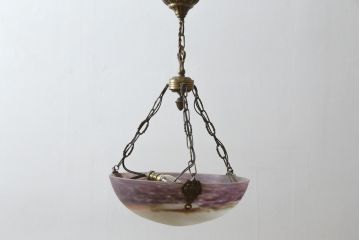 フランスアンティーク　アールヌーヴォー　アール・デコ期　ミューラー兄弟(Muller Freres Luneville)　優美な色彩でヨーロッパ的な品格と温もりを感じる吊り下げ照明(天助照明、ペンダントライト)(R-083019)
