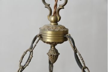 フランスアンティーク　アールヌーヴォー　アール・デコ期　ミューラー兄弟(Muller Freres Luneville)　優美な色彩でヨーロッパ的な品格と温もりを感じる吊り下げ照明(天助照明、ペンダントライト)(R-083019)