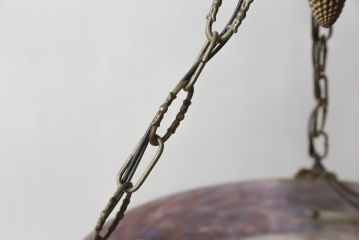 フランスアンティーク　アールヌーヴォー　アール・デコ期　ミューラー兄弟(Muller Freres Luneville)　優美な色彩でヨーロッパ的な品格と温もりを感じる吊り下げ照明(天助照明、ペンダントライト)(R-083019)