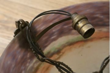 フランスアンティーク　アールヌーヴォー　アール・デコ期　ミューラー兄弟(Muller Freres Luneville)　優美な色彩でヨーロッパ的な品格と温もりを感じる吊り下げ照明(天助照明、ペンダントライト)(R-083019)
