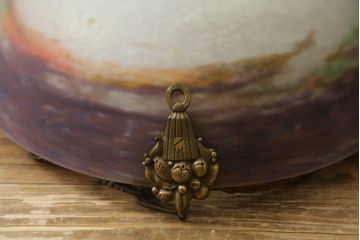 フランスアンティーク　アールヌーヴォー　アール・デコ期　ミューラー兄弟(Muller Freres Luneville)　優美な色彩でヨーロッパ的な品格と温もりを感じる吊り下げ照明(天助照明、ペンダントライト)(R-083019)