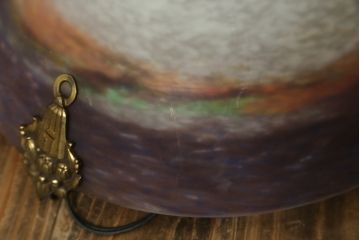 フランスアンティーク　アールヌーヴォー　アール・デコ期　ミューラー兄弟(Muller Freres Luneville)　優美な色彩でヨーロッパ的な品格と温もりを感じる吊り下げ照明(天助照明、ペンダントライト)(R-083019)