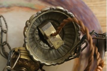 フランスアンティーク　アールヌーヴォー　アール・デコ期　ミューラー兄弟(Muller Freres Luneville)　優美な色彩でヨーロッパ的な品格と温もりを感じる吊り下げ照明(天助照明、ペンダントライト)(R-083019)