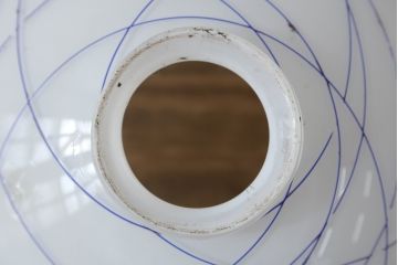 和製アンティーク　希少品!!　大正〜昭和初期　青い流線模様の珍しい電笠(天井照明、吊り下げ照明、シェード、ペンダントライト)(R-083021)