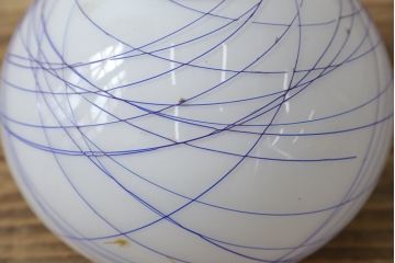 和製アンティーク　希少品!!　大正〜昭和初期　青い流線模様の珍しい電笠(天井照明、吊り下げ照明、シェード、ペンダントライト)(R-083021)