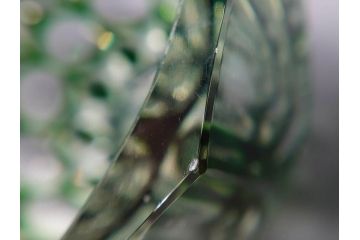 昭和レトロ　ノリタケクリスタル　切子　色被せ　緑　繊細なカットが輝きを放つ!存在感抜群の花瓶(フラワーベース、花器、花生、花入、ガラス、硝子)(R-083022)