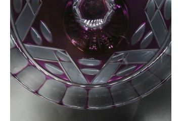 戦前　当時物　切子　色被せ　紫　洗練されたデザインが優美な印象を与えるコンポート(フルーツスタンド、フルーツ皿、脚付きボウル、果物入れ、デザートディッシュ、ガラス、硝子)(R-083023)
