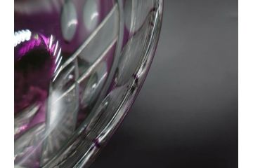 戦前　当時物　切子　色被せ　紫　洗練されたデザインが優美な印象を与えるコンポート(フルーツスタンド、フルーツ皿、脚付きボウル、果物入れ、デザートディッシュ、ガラス、硝子)(R-083023)