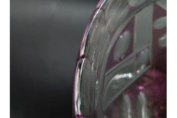 戦前　当時物　切子　色被せ　紫　洗練されたデザインが優美な印象を与えるコンポート(フルーツスタンド、フルーツ皿、脚付きボウル、果物入れ、デザートディッシュ、ガラス、硝子)(R-083023)
