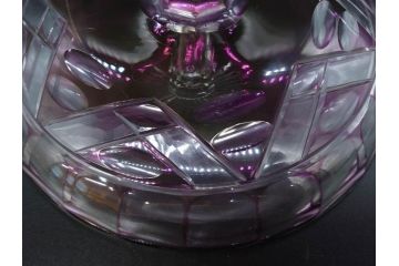 戦前　当時物　切子　色被せ　紫　洗練されたデザインが優美な印象を与えるコンポート(フルーツスタンド、フルーツ皿、脚付きボウル、果物入れ、デザートディッシュ、ガラス、硝子)(R-083023)