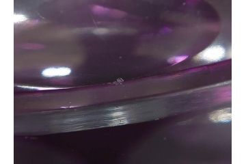 戦前　当時物　切子　色被せ　紫　洗練されたデザインが優美な印象を与えるコンポート(フルーツスタンド、フルーツ皿、脚付きボウル、果物入れ、デザートディッシュ、ガラス、硝子)(R-083023)