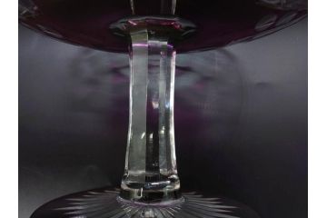 戦前　当時物　切子　色被せ　紫　洗練されたデザインが優美な印象を与えるコンポート(フルーツスタンド、フルーツ皿、脚付きボウル、果物入れ、デザートディッシュ、ガラス、硝子)(R-083023)