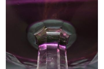 戦前　当時物　切子　色被せ　紫　洗練されたデザインが優美な印象を与えるコンポート(フルーツスタンド、フルーツ皿、脚付きボウル、果物入れ、デザートディッシュ、ガラス、硝子)(R-083023)
