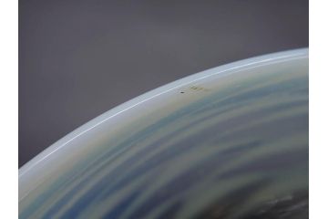 戦前　当時物　碗型　乳白　鱗文　エナメル脚　上品な和の趣溢れる氷コップ(グラス、和ガラス、硝子)(R-083024)