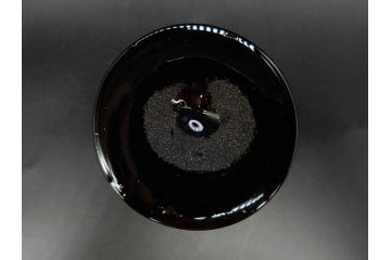 戦前　当時物　碗型　乳白　鱗文　エナメル脚　上品な和の趣溢れる氷コップ(グラス、和ガラス、硝子)(R-083024)