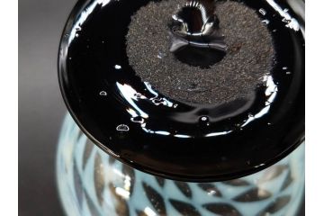 戦前　当時物　碗型　乳白　鱗文　エナメル脚　上品な和の趣溢れる氷コップ(グラス、和ガラス、硝子)(R-083024)