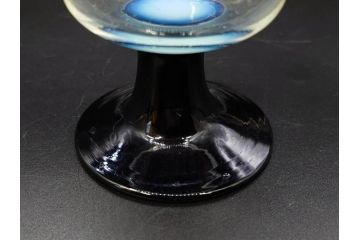 戦前　当時物　棗型(なつめ形)　乳白ぼかし　鱗文　赤縁　エナメル脚　可愛らしい雰囲気を醸し出す氷コップ2客セット(ベル型?、グラス、和ガラス、硝子)(R-083025)