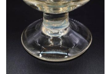 戦前　当時物　棗型(なつめ形)　輪花　青縁　赤縁　レトロな佇まいが魅力の氷コップ3客セット(吹きガラス、グラス、和ガラス、硝子)(R-083027)
