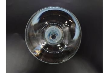 戦前　当時物　棗型(なつめ形)　輪花　青縁　赤縁　レトロな佇まいが魅力の氷コップ3客セット(吹きガラス、グラス、和ガラス、硝子)(R-083027)