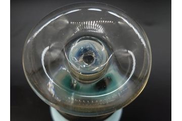 戦前　当時物　棗型(なつめ形)　輪花　青縁　赤縁　レトロな佇まいが魅力の氷コップ3客セット(吹きガラス、グラス、和ガラス、硝子)(R-083027)