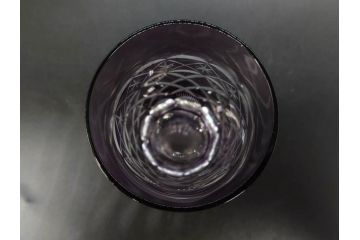 戦前　当時物　切子　色被せ　紫　繊細なカットが美しく上品な雰囲気のグラス4客セット(コップ、タンブラー、和ガラス、硝子)(R-083029)