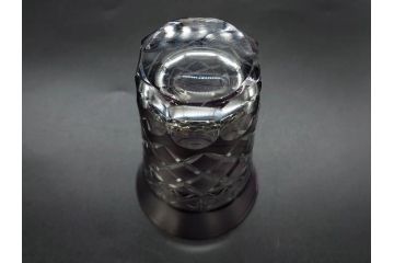 戦前　当時物　切子　色被せ　紫　繊細なカットが美しく上品な雰囲気のグラス4客セット(コップ、タンブラー、和ガラス、硝子)(R-083029)