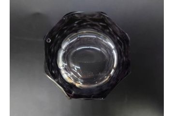 戦前　当時物　切子　色被せ　紫　繊細なカットが美しく上品な雰囲気のグラス4客セット(コップ、タンブラー、和ガラス、硝子)(R-083029)