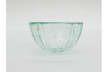 大正〜昭和初期　菓子型　ギヤマン　涼やかな雰囲気の小鉢3点セット(深皿、深鉢、和ガラス、硝子)(R-083030)