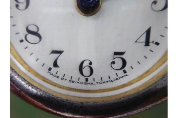 ジャンク品　戦前　精工舎(SEIKOSHA、セイコー)　ゼンマイ式　繊細なデザインが目を引く置時計(置き時計、日本製、ガラス、硝子)(R-083031)