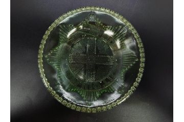 戦前　プレスガラス　ガーター勲章　様々なデザインが楽しめるガラス皿4枚セット(小皿、花、和ガラス、硝子)(R-083034)