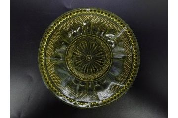 戦前　プレスガラス　ガーター勲章　様々なデザインが楽しめるガラス皿4枚セット(小皿、花、和ガラス、硝子)(R-083034)