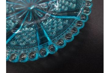 戦前　レース　様々なデザインが楽しめるガラス皿4枚セット(波、小皿、和ガラス、硝子)(R-083036)