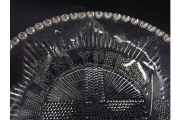 戦前　プレスガラス　レース　ガーター勲章　波に千鳥　繊細な模様が映えるガラス皿5枚セット(小皿、和ガラス、硝子)(R-083037)