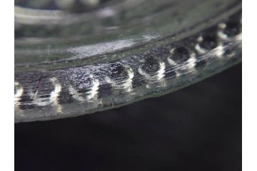 戦前　プレスガラス　レース　ガーター勲章　波に千鳥　繊細な模様が映えるガラス皿5枚セット(小皿、和ガラス、硝子)(R-083037)